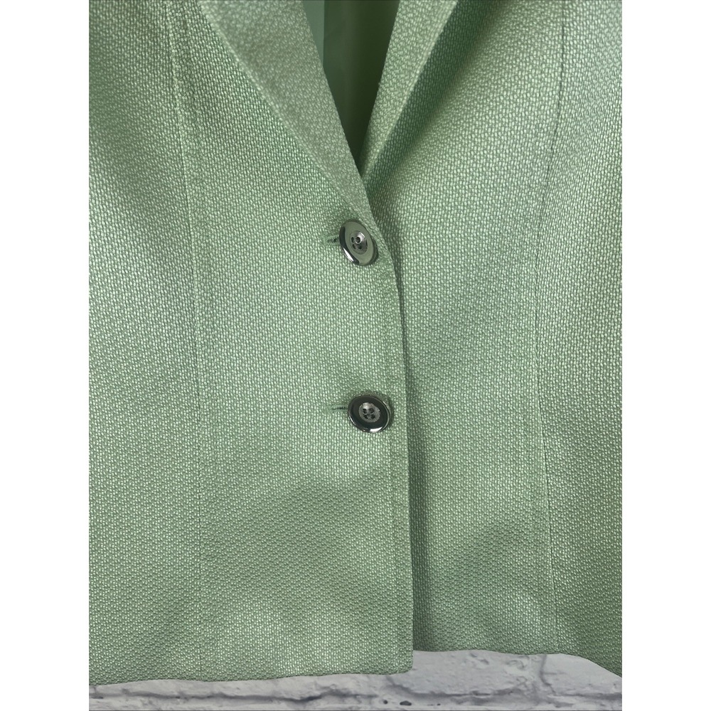 Tahari ASL Women's Preppy Old Money  Textured Lined Green Blazer Size 10 - Picture 2 of 11